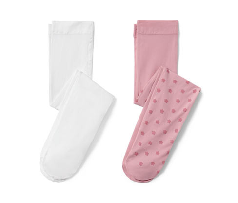 Tchibo - Dětské jemné punčocháče - pro dívky - vel. 86/92 - barva: bílá/květovaný