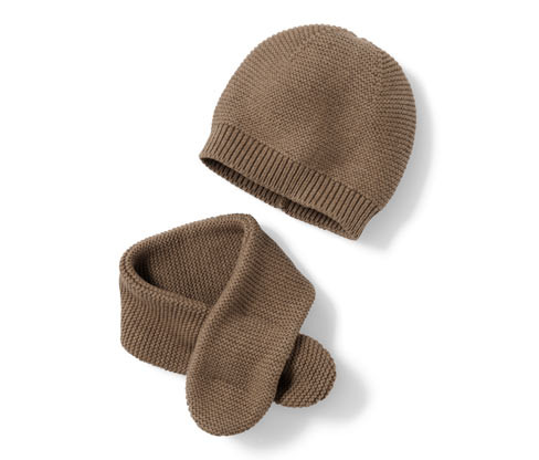 Tchibo - Pletená čepice a šála - vel. 49-52 cm - barva: hnědá