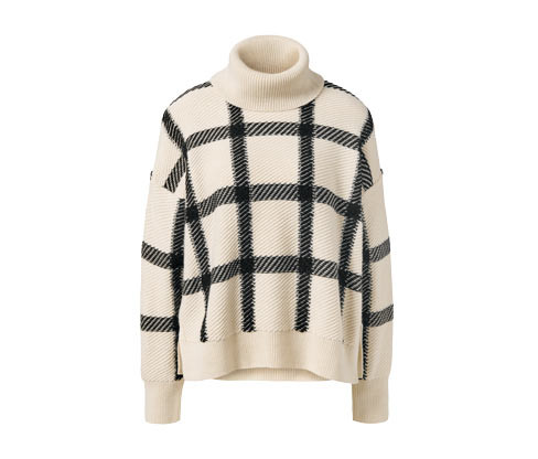 Tchibo - Pletený svetr s rolákovým límcem - pro ženy - vel. S 36/38 - barva: bílá/žakár