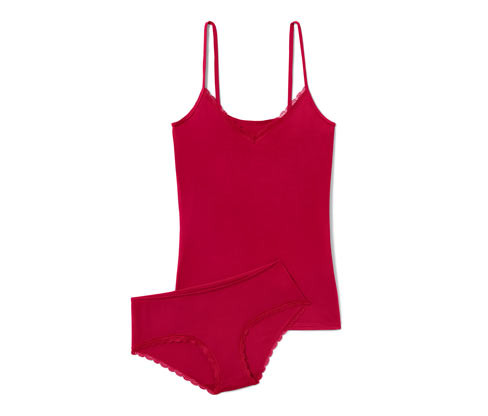 Tchibo - Souprava košilky a kalhotek - pro ženy - vel. S 36/38 - barva: červená