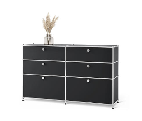 Tchibo - Kovová komoda »Cn3« se 6 zásuvkami - barva: černá