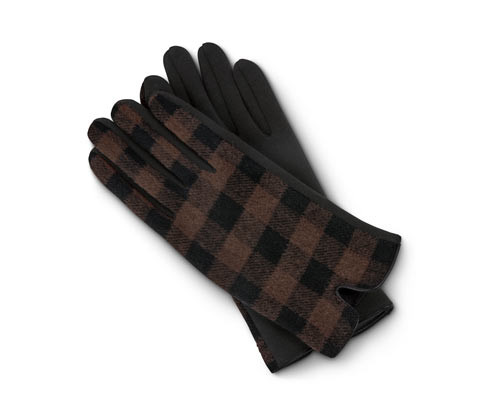 Tchibo - Rukavice z kombinace materiálů - pro ženy - vel. 7 - barva: černá/kostkovaný