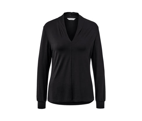 Tchibo - Halenkové triko s výstřihem do V - pro ženy - vel. S 36/38 - barva: černá