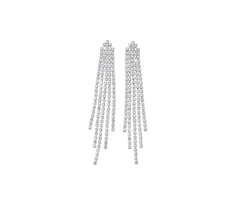 Tchibo - Náušnice Sparkle Fringes - barva: bílá