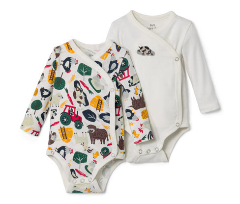 Tchibo - Dětská body s dlouhým rukávem - pro miminko - vel. 50/56 - barva: bílá/s potiskem