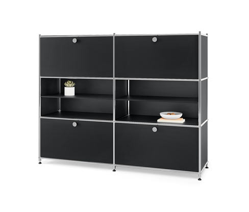 Tchibo - Kovová komoda »Cn3« se 4 výklopnými dvířky - barva: černá