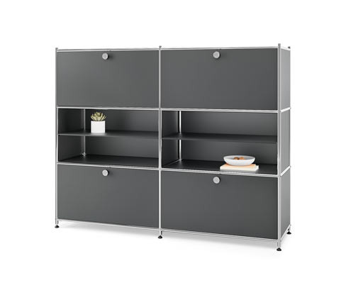 Tchibo - Kovová komoda »Cn3« se 4 výklopnými dvířky - barva: šedá