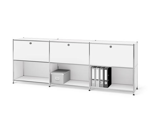 Tchibo - Kovová odkládací skříňka »Cn3« se 3 přemístitelnými výklopnými dvířky - barva: bílá