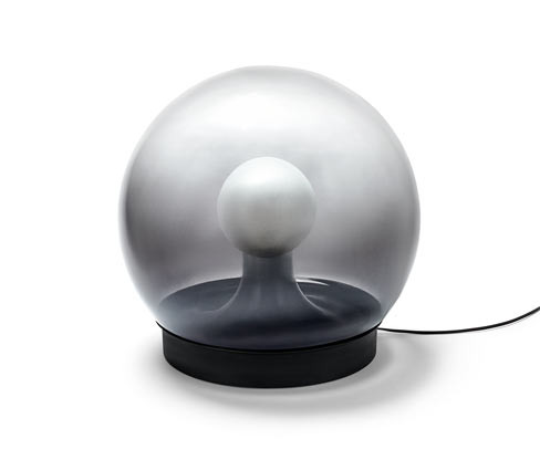 Tchibo - Kulovitá lampa z kouřového skla - barva: černá