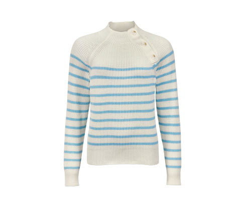 Tchibo - Pletený svetr s ozdobnými knoflíky - vel. S 36/38 - barva: modrá/s proužky