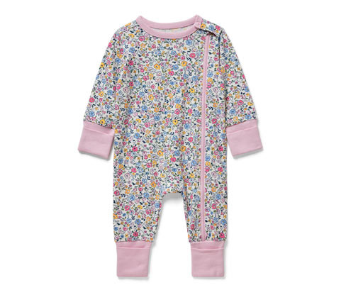 Tchibo - Pyžamo pro miminka - pro miminko - vel. 50/56 - barva: bílá/květovaný