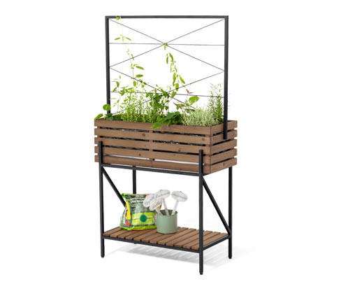 Tchibo - Dekorativní vysoký truhlík »Elin« s odnímatelným skleníkovým nástavcem - barva: černá