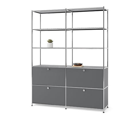 Tchibo - Vysoký kovový regál »Cn3« se 4 výklopnými dvířky - barva: šedá