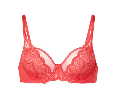 Tchibo - Podprsenka s kosticemi a krajkou - pro ženy - vel. 75B - barva: červená
