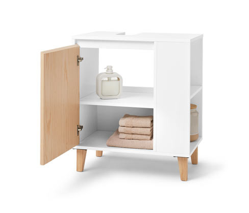Tchibo - Skříňka pod umyvadlo s dvířky a bočním prostorem - barva: bílá