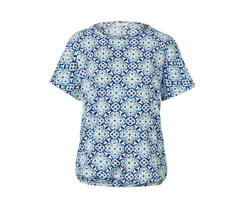 Tchibo - Halenkové tričko s celoplošným potiskem - pro ženy - vel. S 36/38 - barva: modrá/s potiskem