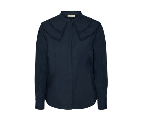 Tchibo - Košilová halenka s volánovým límcem - pro ženy - vel. 34 - barva: modrá