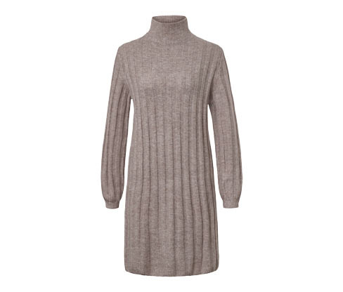 Tchibo - Šaty ze žebrované pleteniny se stojáčkem - pro ženy - vel. S 36/38 - barva: hnědá