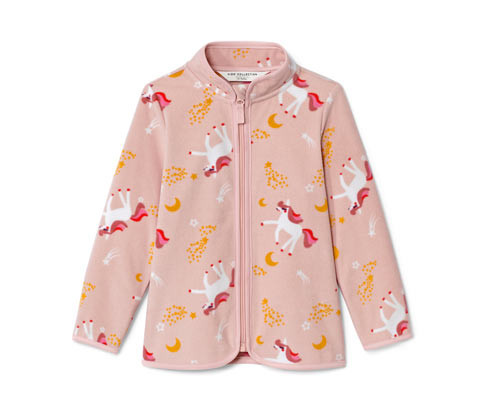 Tchibo - Dětská fleecová bunda - pro dívky - vel. 86/92 - barva: růžová/s potiskem