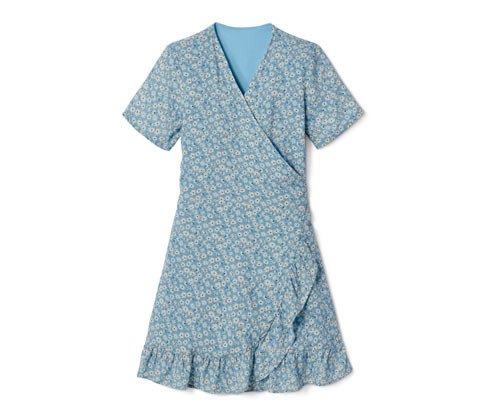 Tchibo - Zavinovací šaty - pro dívky - vel. 122/128 - barva: modrá/s potiskem