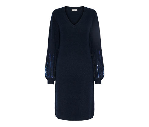 Tchibo - Pletené šaty s flitry - pro ženy - vel. XS 32/34 - barva: modrá