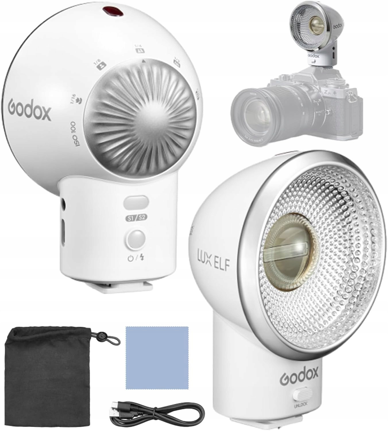 Retro Blesk GN6 ISO100 Cct 6000K 200K Godox Lux Elf