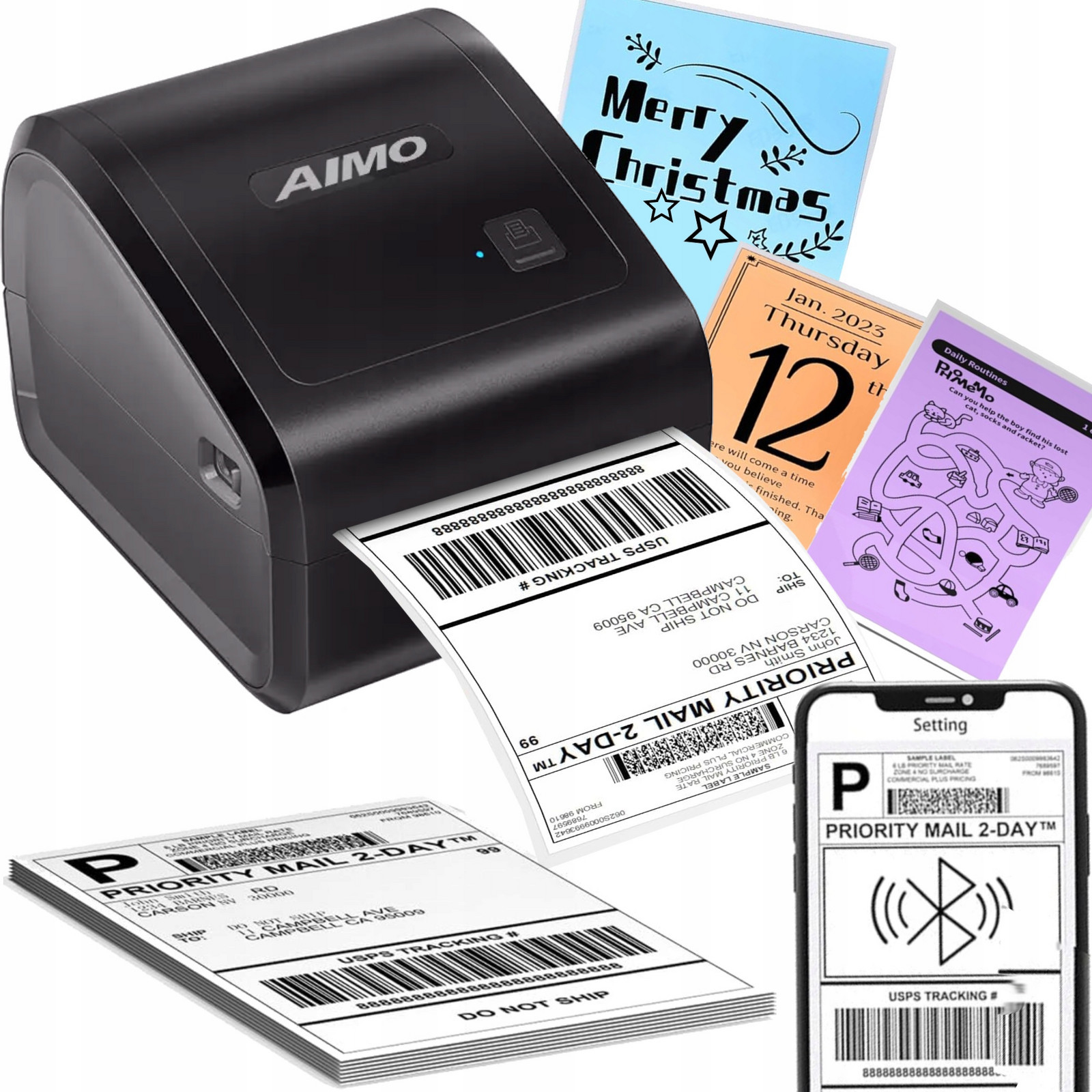 Tiskárna štítků Aimo D550BT 115 mm Bt Bluetooth Pc Usb kurýrní služba