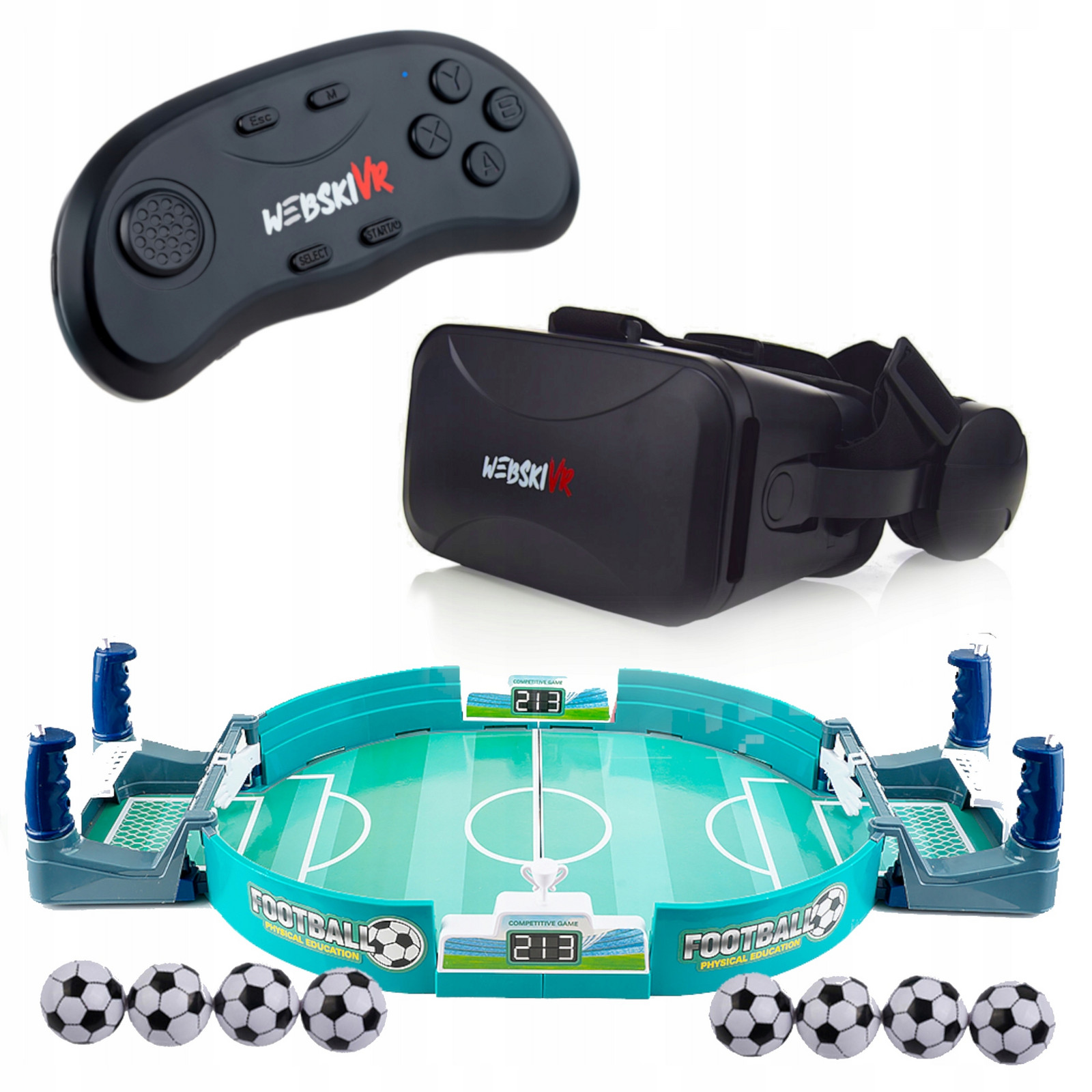 Brýle Vr 3D 360 Stupňů Gamepad V Sadě Se Stolním Fotbálkem