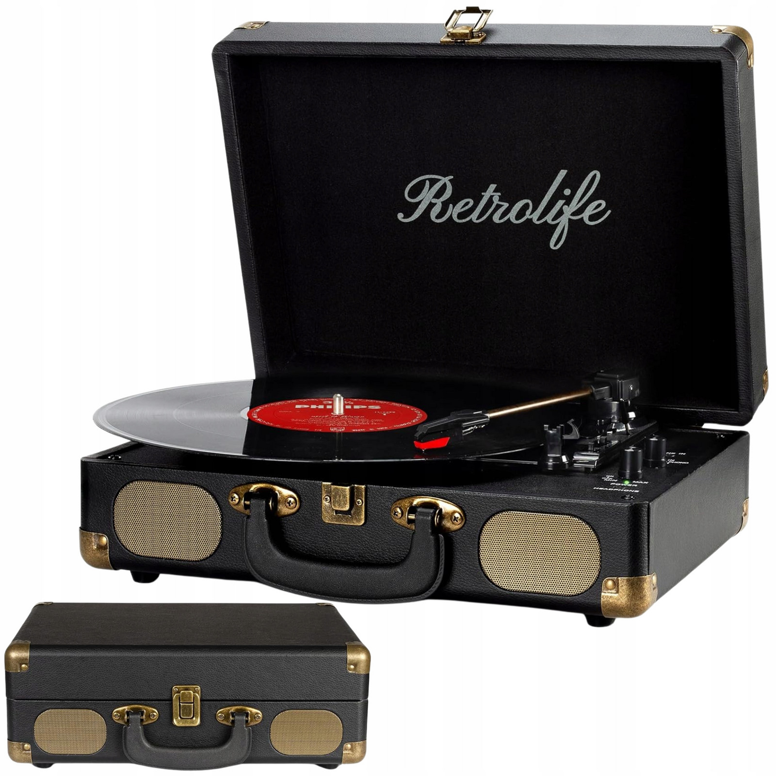 Gramofon Retrolife 3-RYCHLOSTNÍ 33/45/78 Kufr Bluetooth Vestavěné Reproduktory