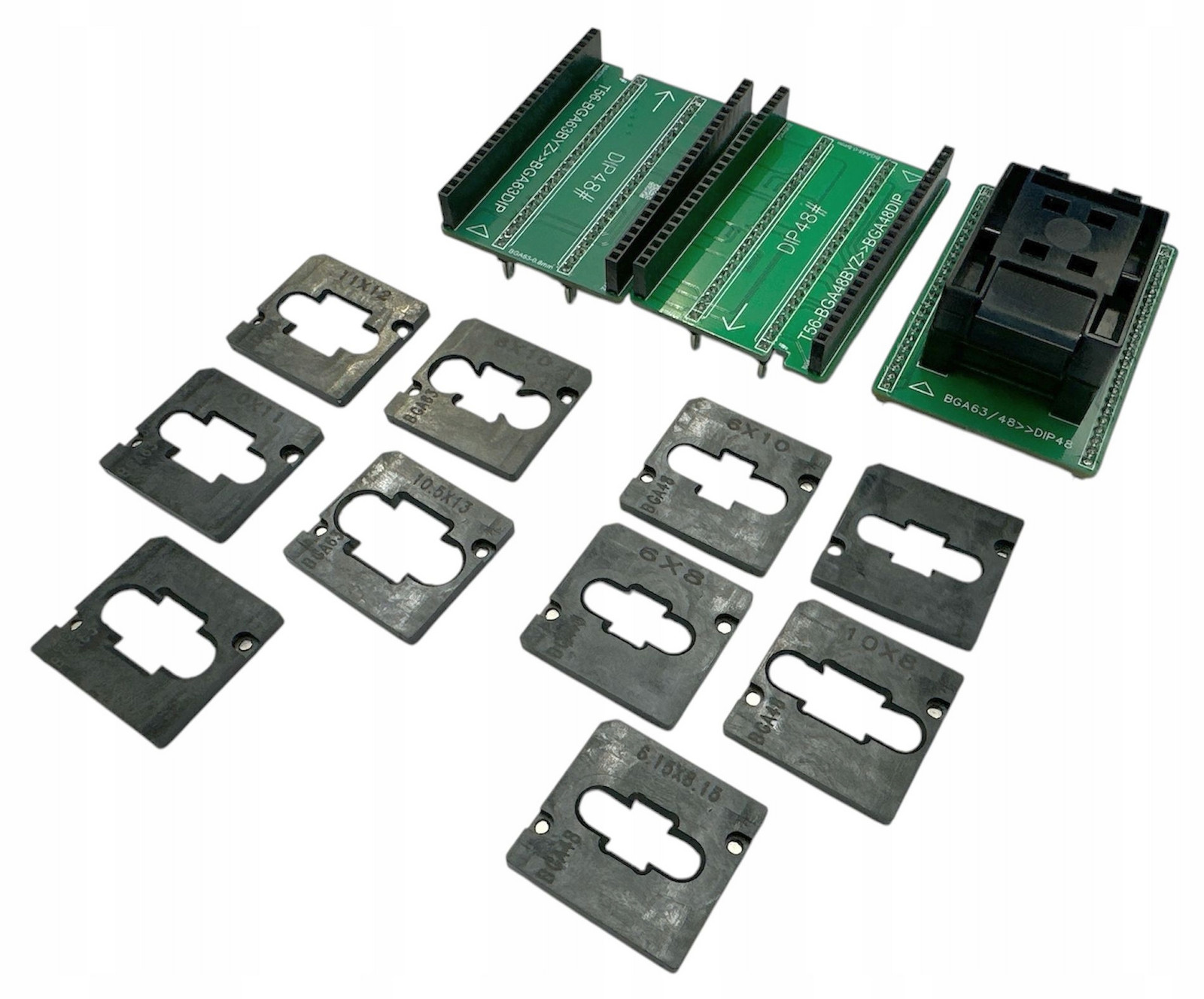 Adaptér BGA48 a BGA63 Zif pro programátor XGecu T56 nebo T76 10 rámečků