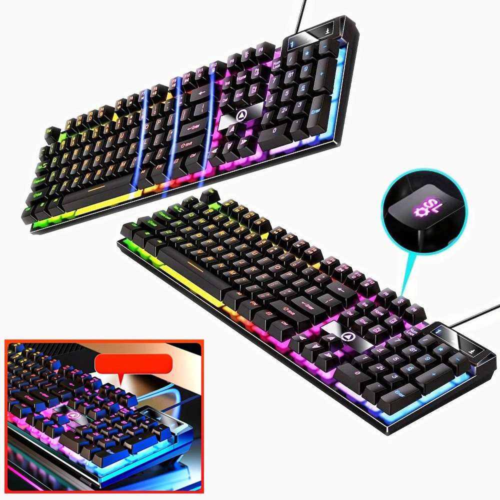 Rgb Podsvícená Klávesnice Pro Hráče, Herní Led Černá