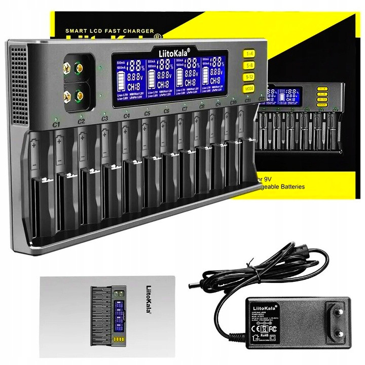 Nabíječka baterií Aa Aaa 18650 21700 9V LiitoKala Lii-S12