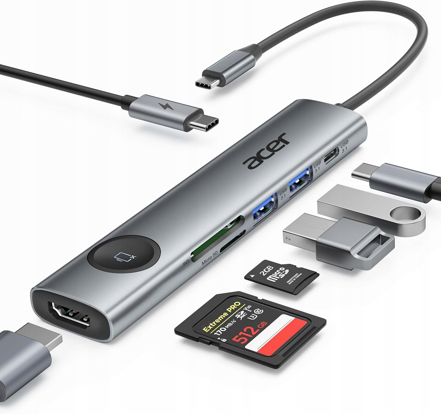 Acer Usb-c hub 7 v 1 ODK3E0 Usb Hdmi Pd Sd Tf