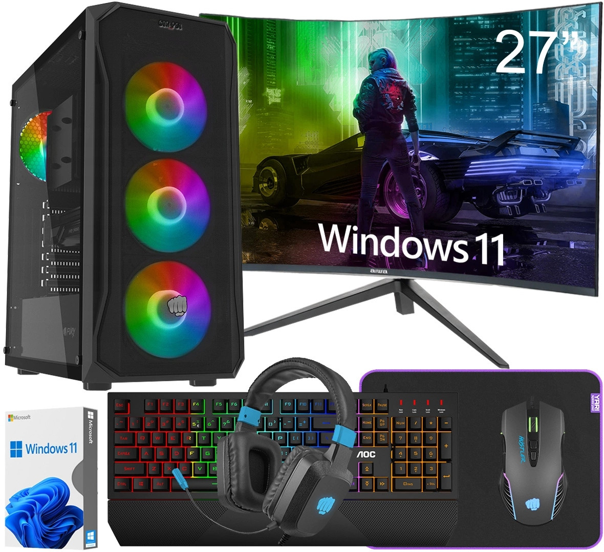Herní Set Ryzen 7 5700X RTX-3050 32GB Ssd 1TB Windows 11 Monitor 27