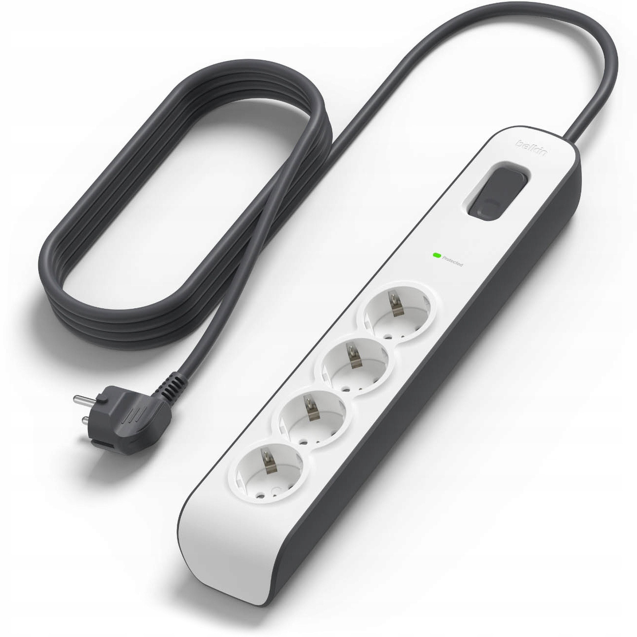 Belkin Zásuvková lišta proti přepětí 525 J, 4 zásuvky Schuko, 2 m