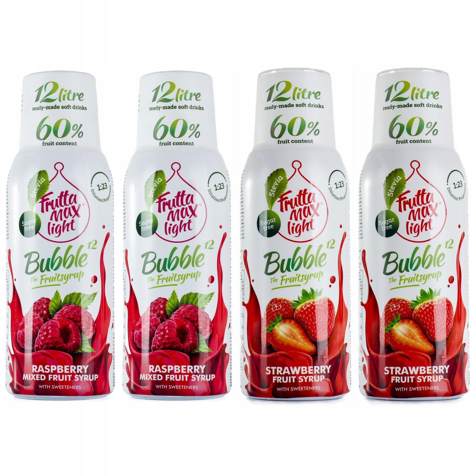 FruttaMax Sirup pro SodaStream Sada 4 sirupů 2x Malina 2x Jahoda