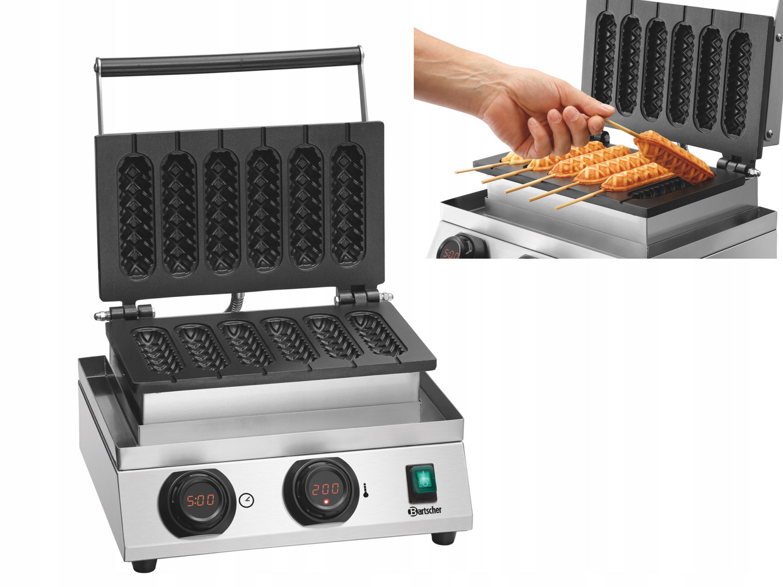 Profesionální Vaflovač Vafle Lízátka 1,8kW Časovač