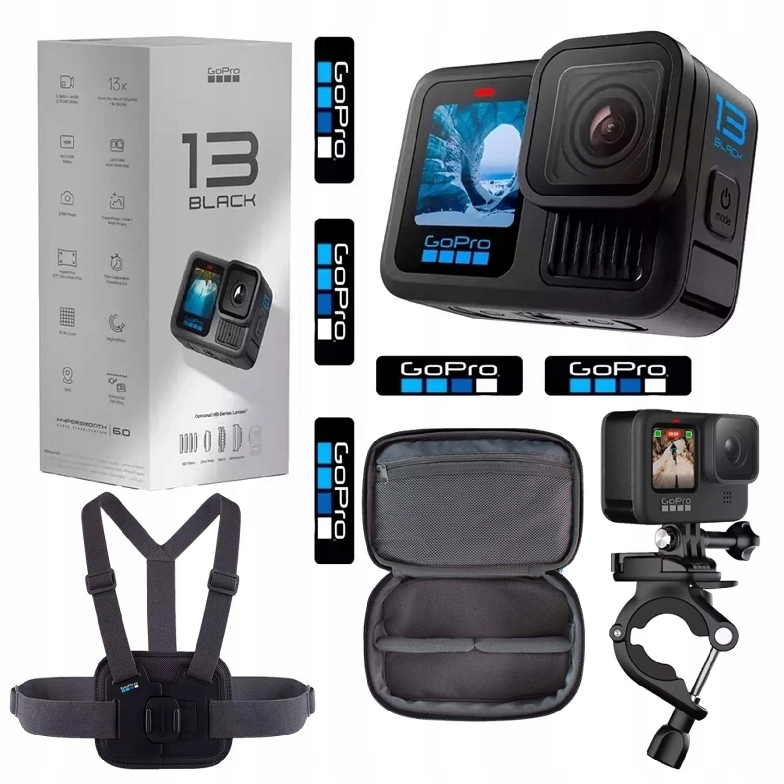 Kamera GoPro Hero 13 Black sada příslušenství GoPro Sports Kit Pouzdro Taška