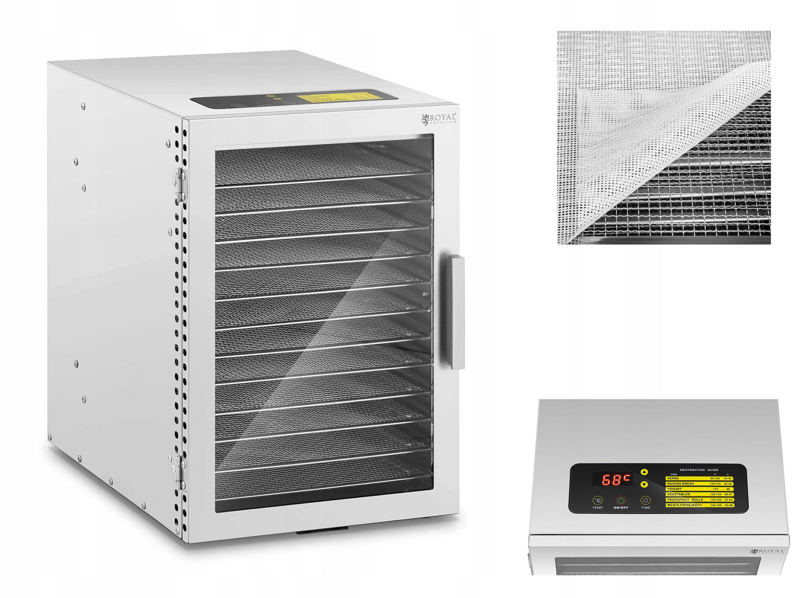 Sušička 12 Úrovní 800W Časovač Inox