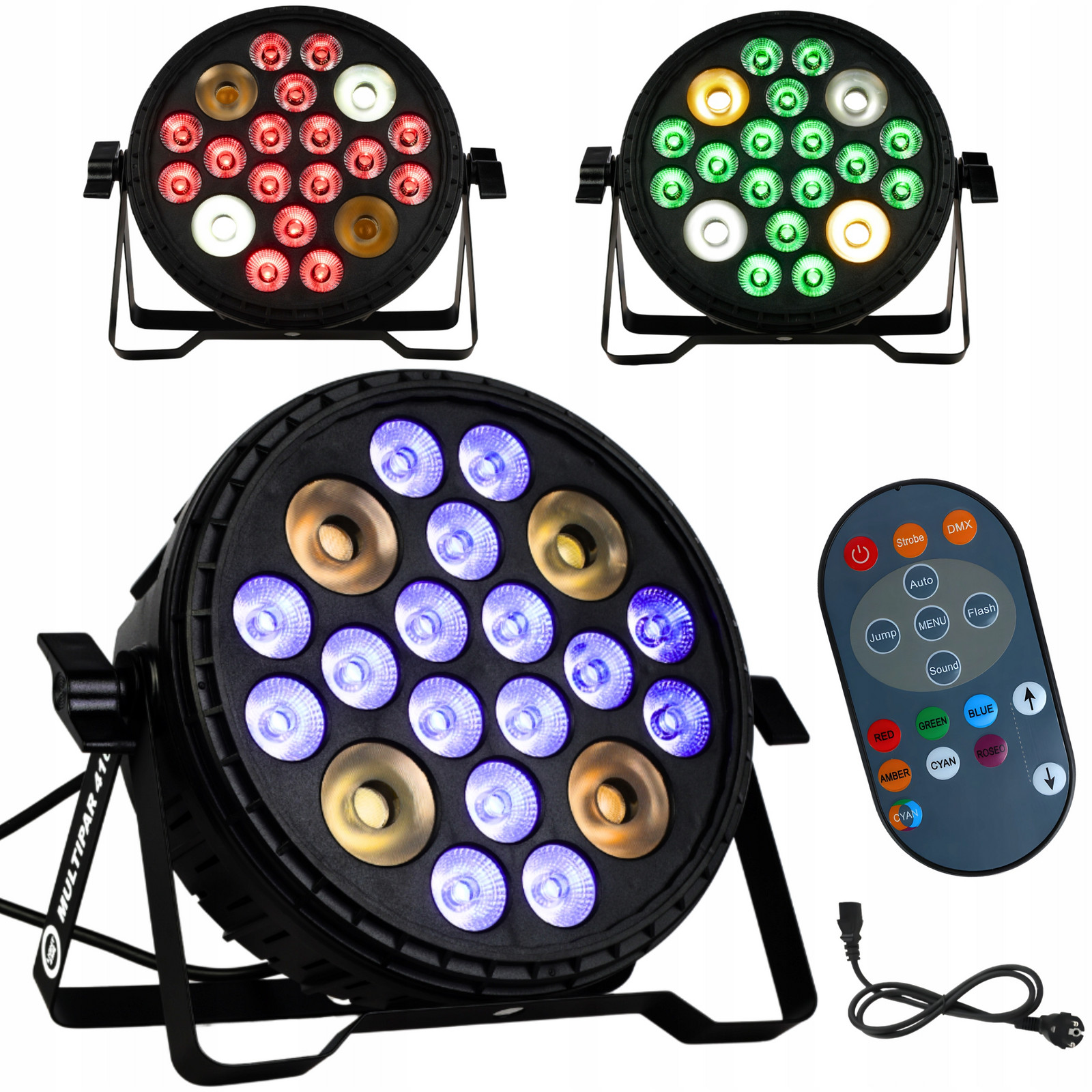 Scénický Reflektor Rgb-uv+ww/cw Led Osvětlení LIGHT4ME Multipar Dálkové Ovládání