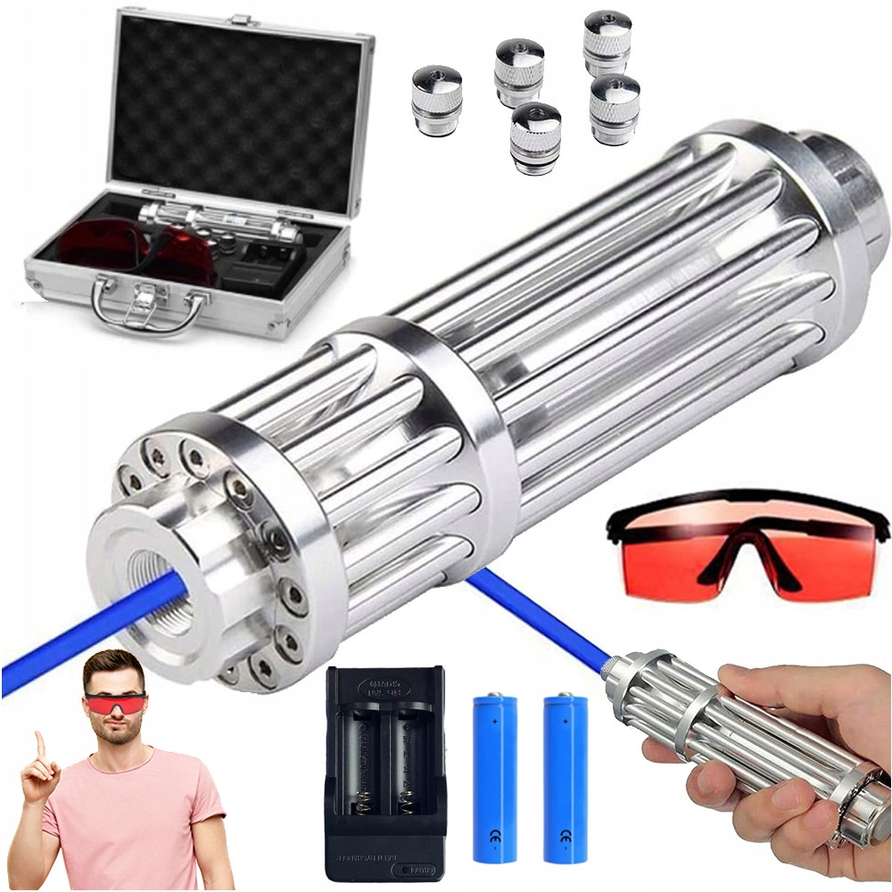 Silný Laserový Ukazovátko, Modrý Laser, Nejsilnější Kufr, Nabíječka Baterií