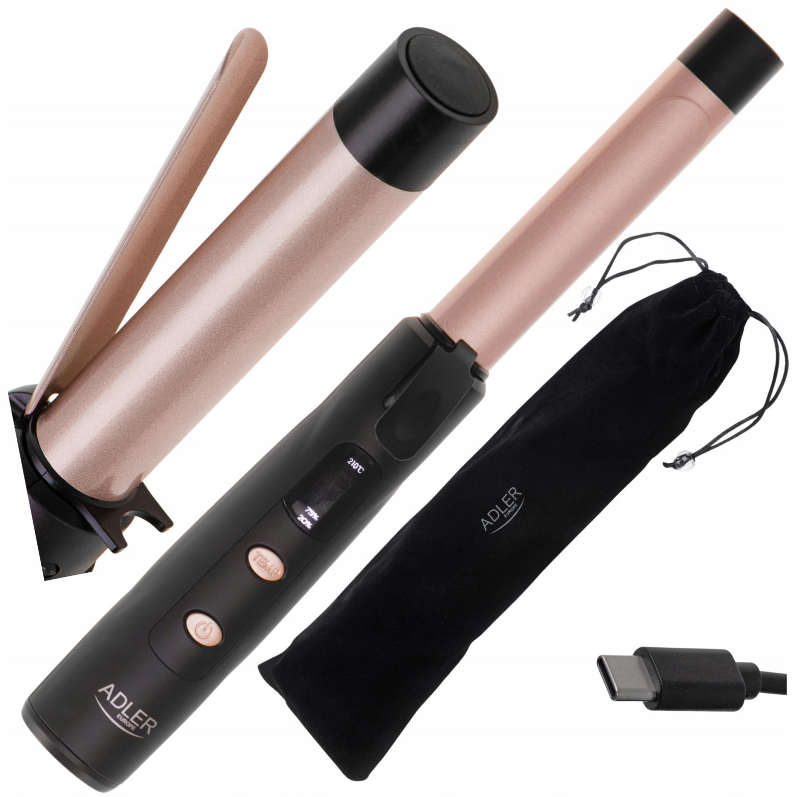 Bezdrátová kulma na krátké i dlouhé vlasy 24 mm Cestovní Usb-c