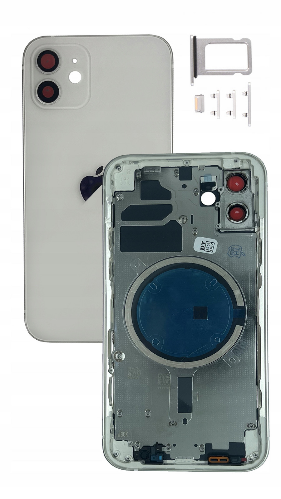 Kompletní pouzdro Bílé pro Apple iPhone 12, tělo rámeček, zadní kryt