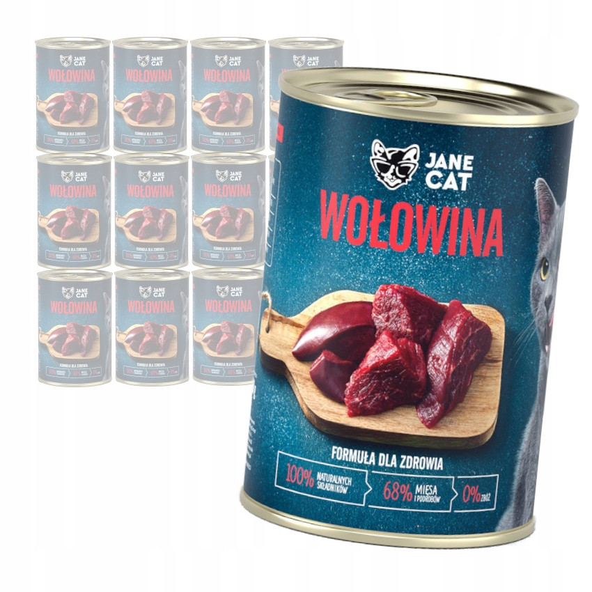 Jane Cat Premium Vlhké Krmivo Pro Kočky Hovězí 12x400g