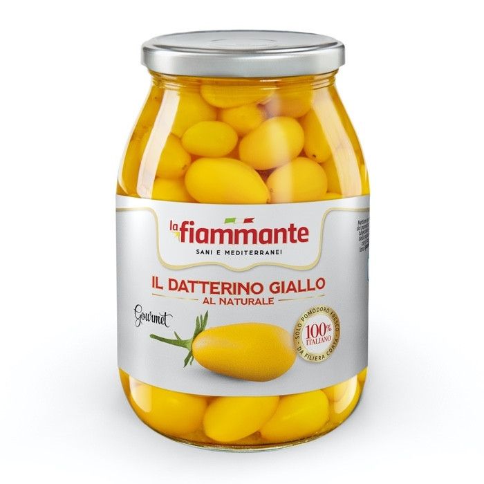 Datterino Giallo Fiammante 1 Kg Italská dokonalost Gourmet ve skleněné dóze