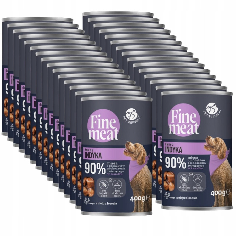 PetRepublic Fine Meat Krmivo v konzervě pro psy vysoce masové Krůta 24x400g