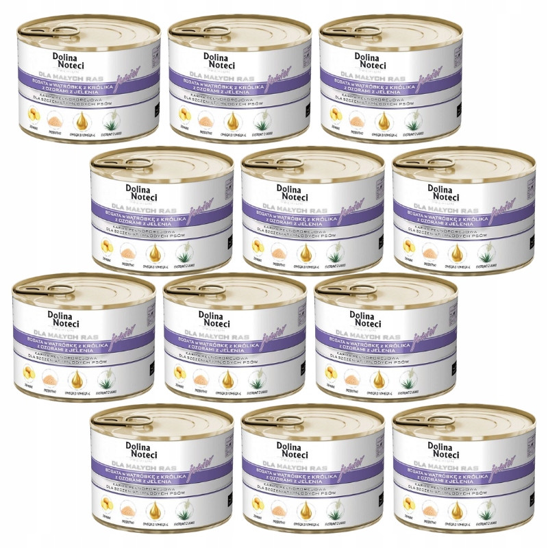 Dolina Noteci Malá plemena Junior Králičí játra s jeleními ozory 12x185g