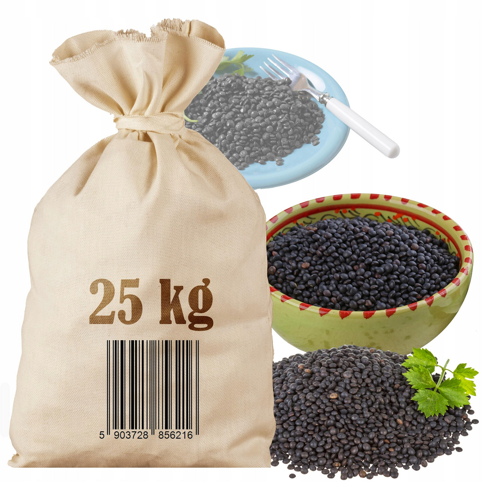 Čočka Černá beluga 25kg Přírodní sáček