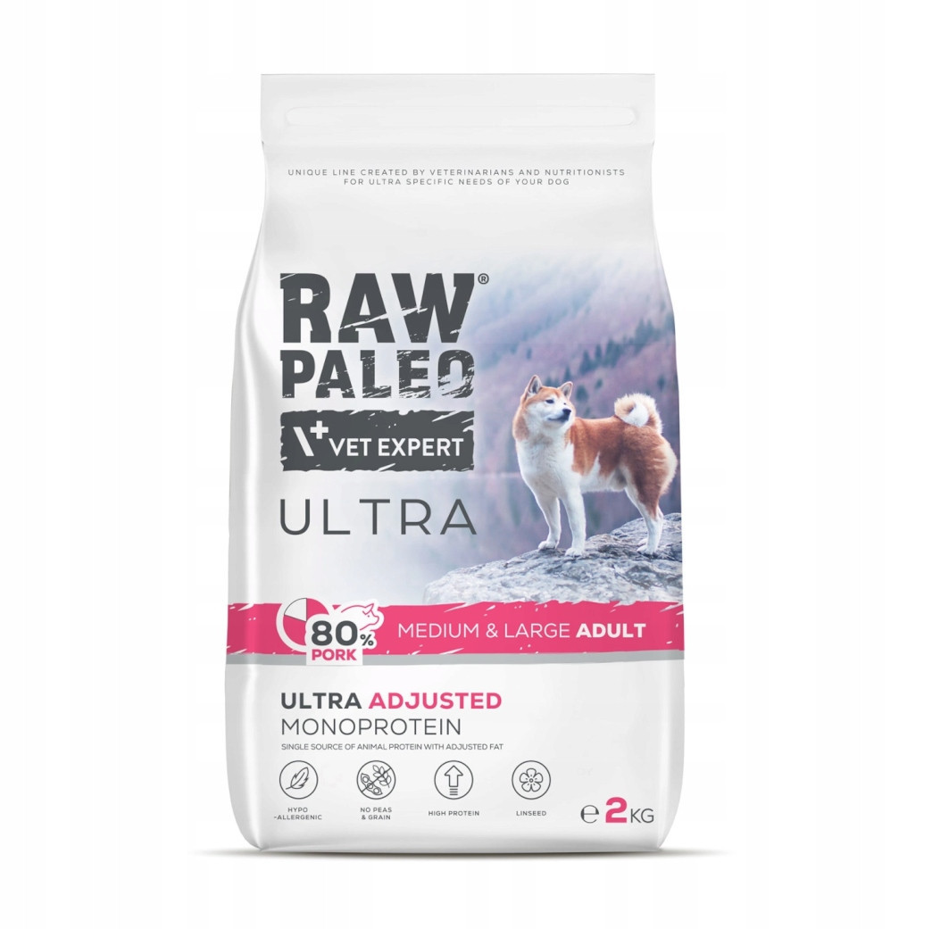 Raw Paleo Ultra Medium & Large Adult Pork 2kg Vepřové pro malá plemena