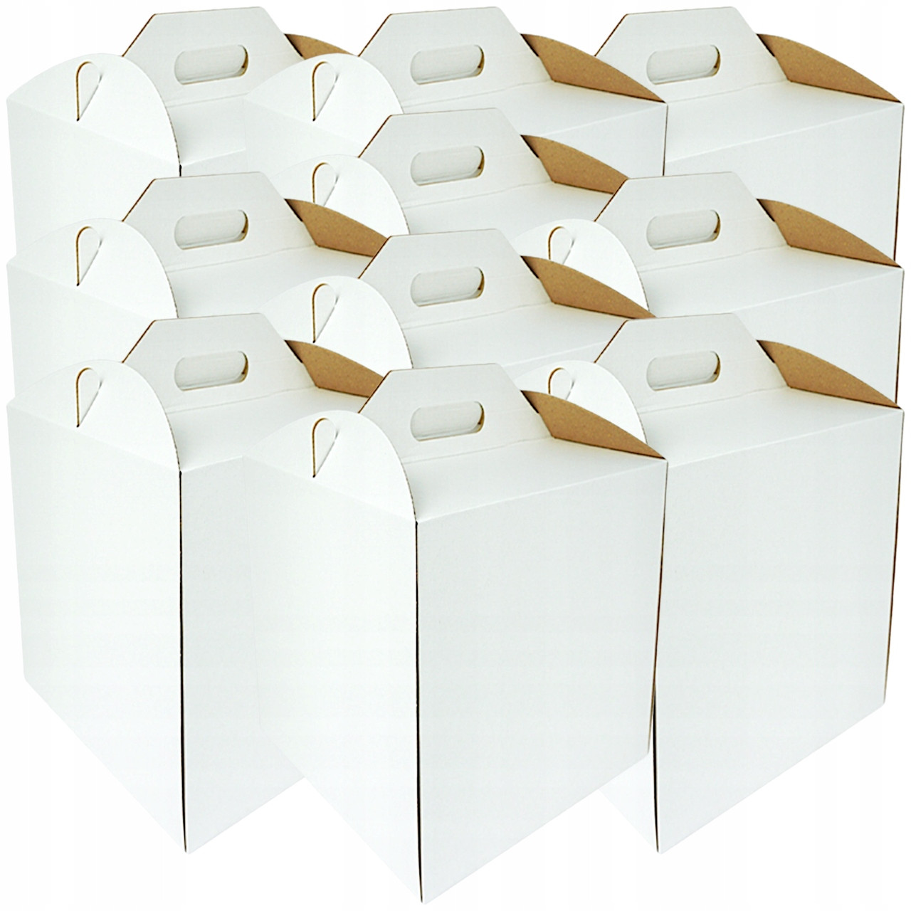 10x Krabice na dort dort 26x26x35cm Bílé balení Velmi Silné